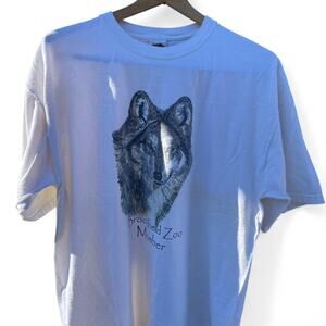 90s white fruit of the loom wolf nature shirt size XL